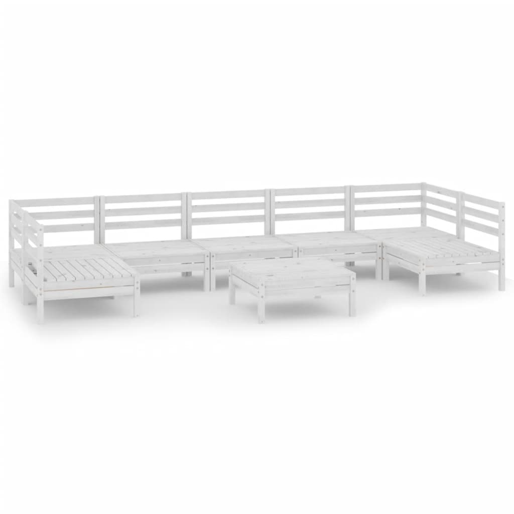 8-tlg. Garten-Lounge-Set Weiss Massivholz Kiefer